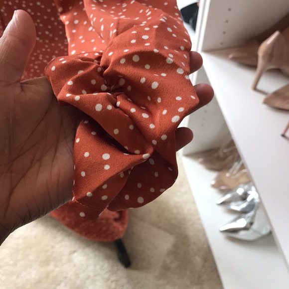 Missguided orange polka dot satin long sleeve dress size 8 - Picture 4 of 7